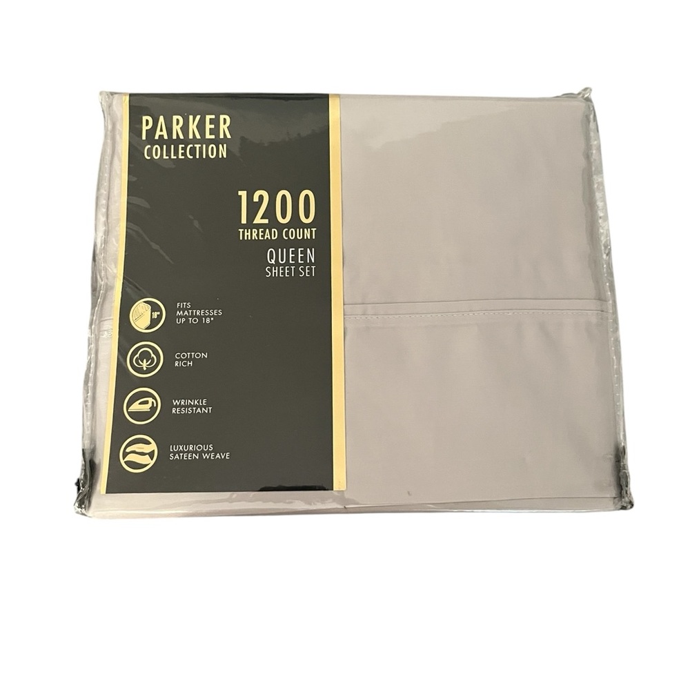 NEW Parker Collection 1200 Thread Count Queen Sheet Set Silver/Gray